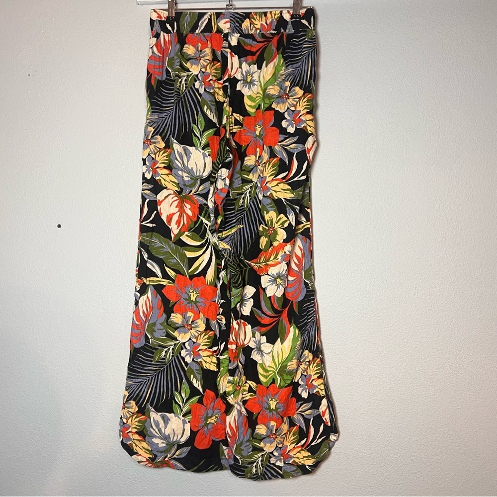 C&C California Tropical Print Wide Leg Pants Womens Size Small Linen Blend - Picture 6 of 11